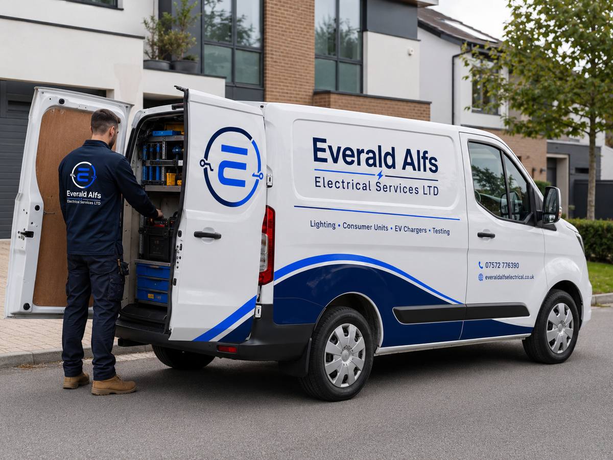 Local electrician van in Hackney